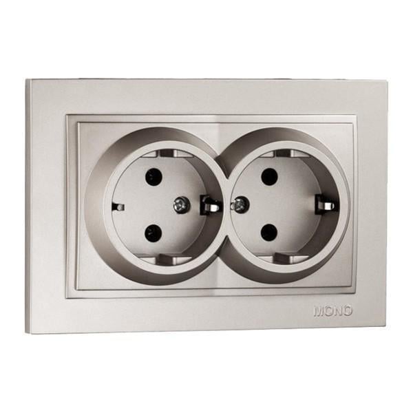 Розетка Mono Electric Despina двойная с заземлением Серебряный (102-212104-120) Розетка Mono Electric Despina двойная с заземлением Серебряный (102-212104-120)