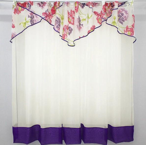 Занавеска с ламбрекеном на кухню/балкон 260х170 см Фиолетовый/Молочный (00к 59-435) Занавеска с ламбрекеном на кухню/балкон 260х170 см Фиолетовый/Молочный (00к 59-435)