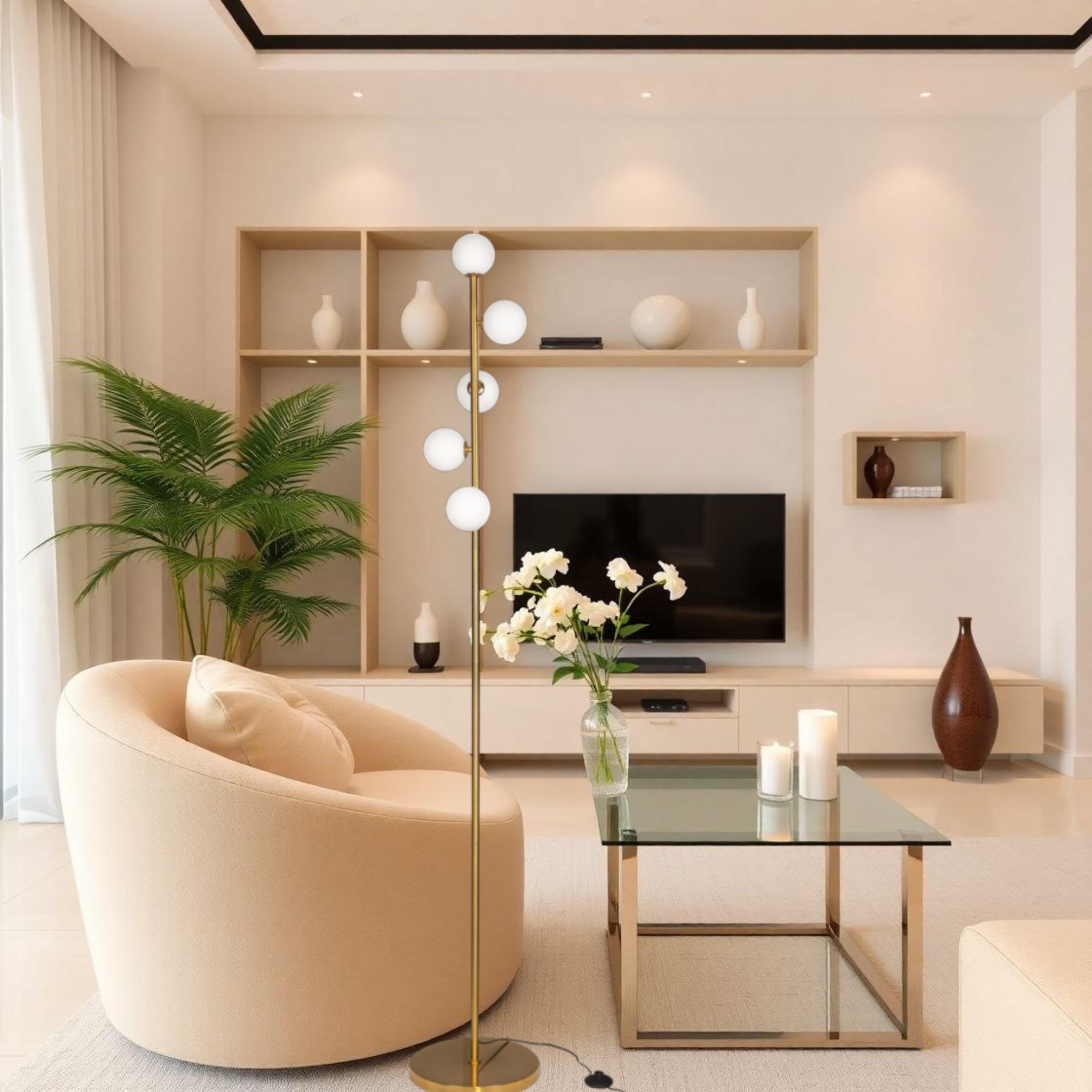 Торшер с белыми плафонами вокруг на 5 лампы Бронзовый (52-9834-5 BRONZE) - фото 3 Торшер с белыми плафонами вокруг на 5 лампы Бронзовый (52-9834-5 BRONZE) - фото 3