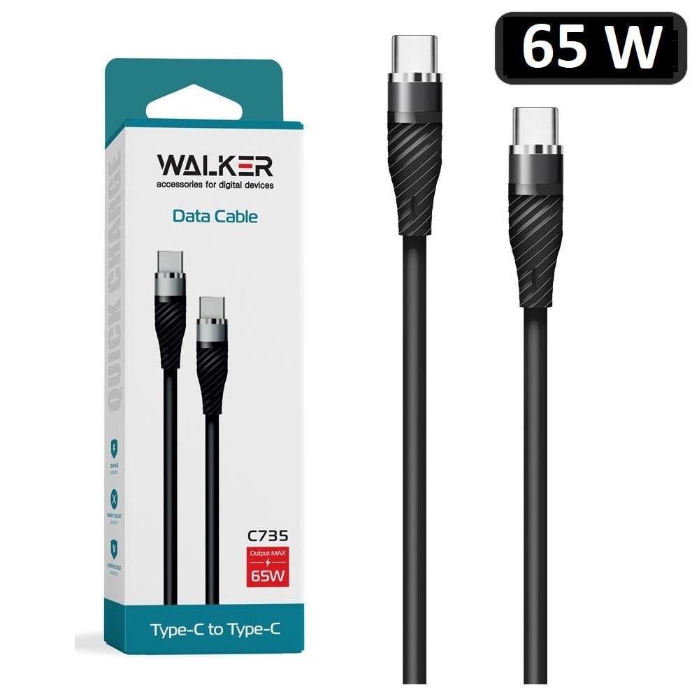 Кабель Walker C735 USB Type-C to Type-C 65W 1 м Черный - фото 8