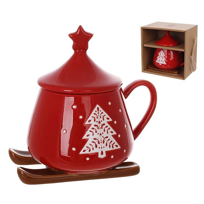 Чашка фарфоровая с крышкой Санки 300 мл (33547) - фото 2 Чашка фарфоровая с крышкой Санки 300 мл (33547) - фото 2