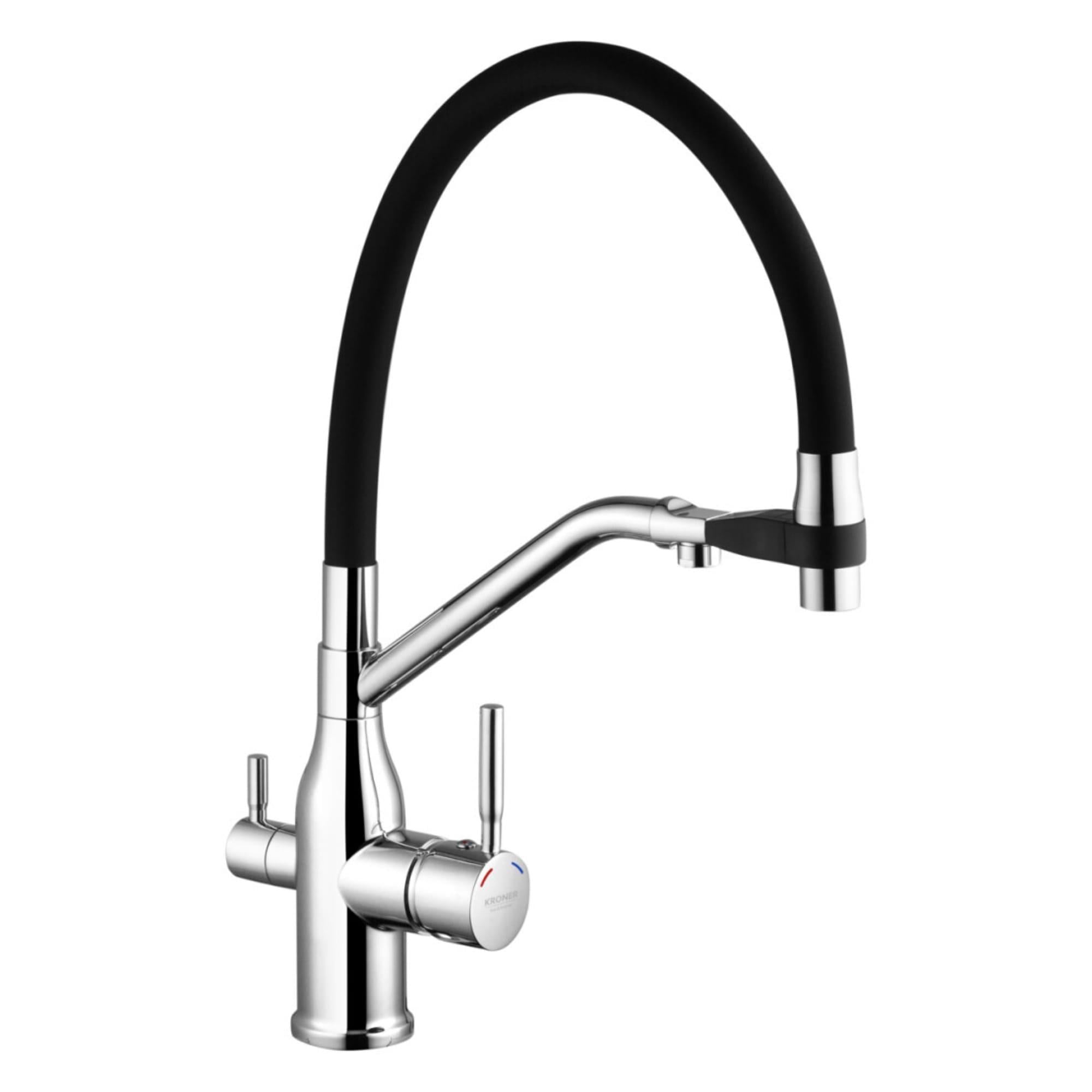 Смеситель кухонный Kroner KRP Kuche C03816BLK двухрычажный Хром/Черный (37460215)