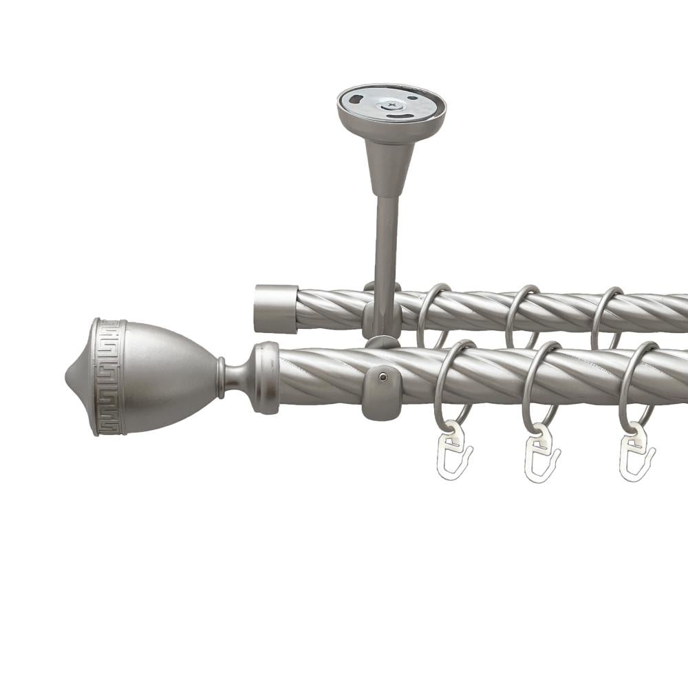 Карниз Orvit Афіна металевий дворядний відкритий до стелі скручена труба кільце металеве 25/19 мм 160 см Сатин (00-00024178)