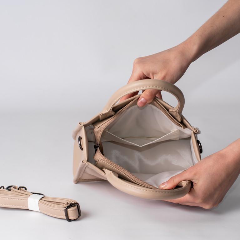 Сумка женская XENIA № 03-24 маленькая классическая из гладкой экокожи Бежевый - фото 2