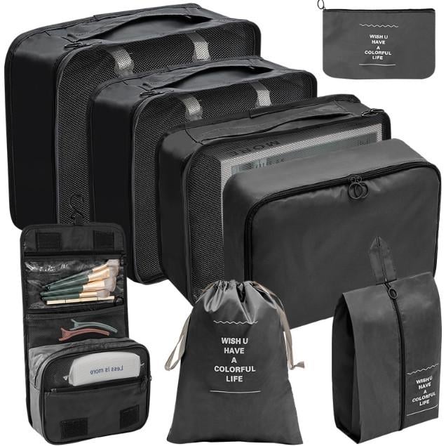 Набор дорожных органайзеров 8в1 из нейлона Черный (КДО-40-32)