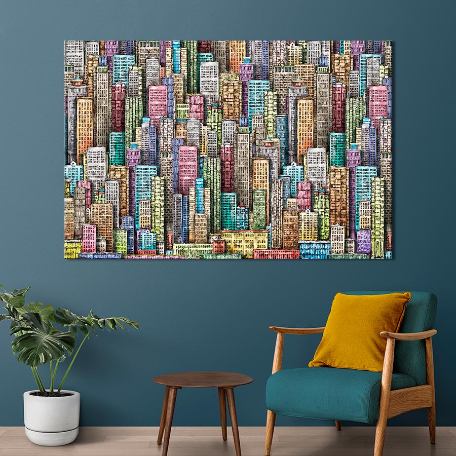 Картина на холсте Городской фон с небоскребами 80x54 см (V260-1_L)