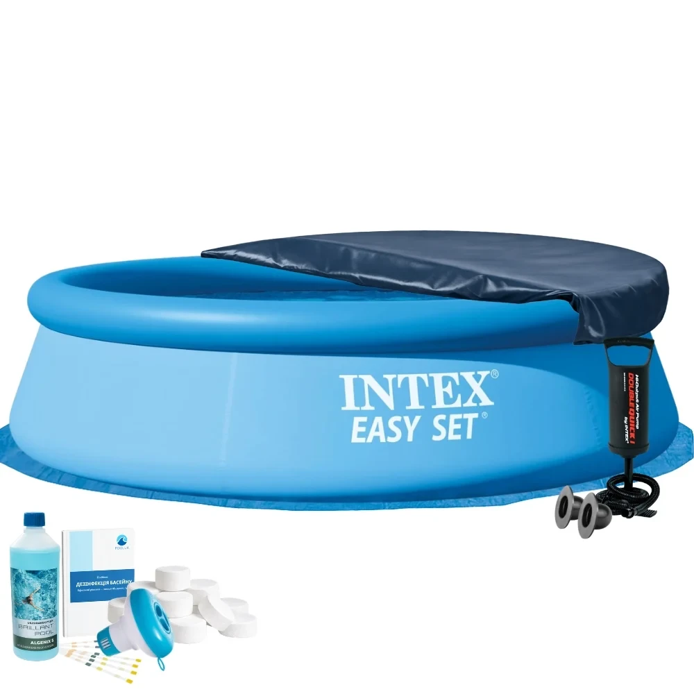 Бассейн надувной круглый Intex 28120-6в1 тент/подстилка/насос 305х76 см Голубой (147-9-28120-6)
