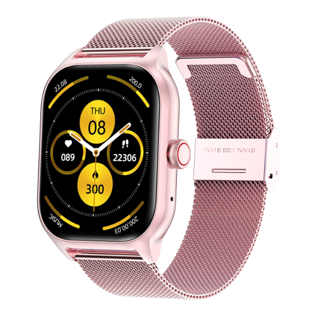 Смарт-годинник Lemfo LT10-Y12 сталевий ремінець Pink (16857)