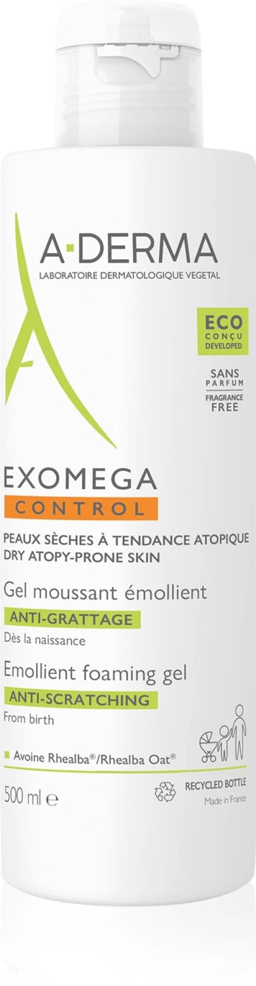 Гель для душа смягчающий очищающий A-Derma Exomega Control 500 мл