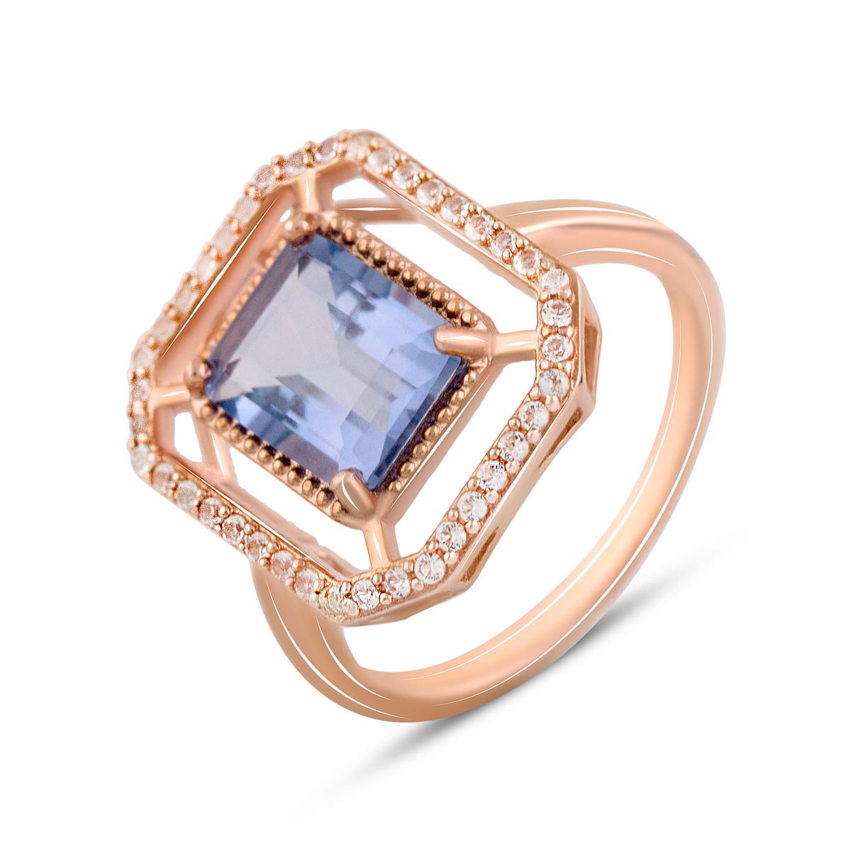 Кольцо серебряное с натуральным флюоритом и белым топазом 3,97 ct 5,2 г р. 19 (2121664)