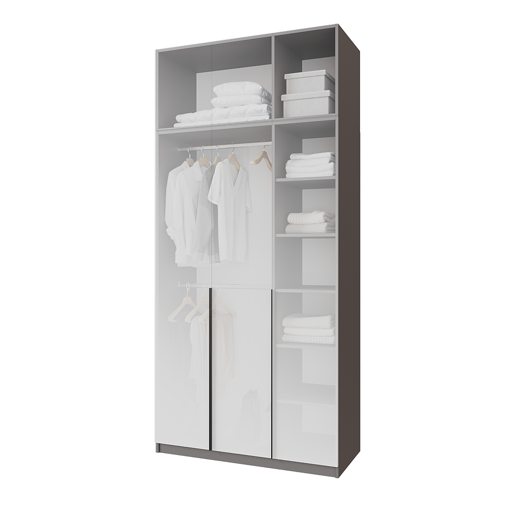 Шафа розпашна з антресолью Меблітренд Чиназес Чиа-1200.4 1200х500х2450 мм Графітовий/Білий (26841581) - фото 3