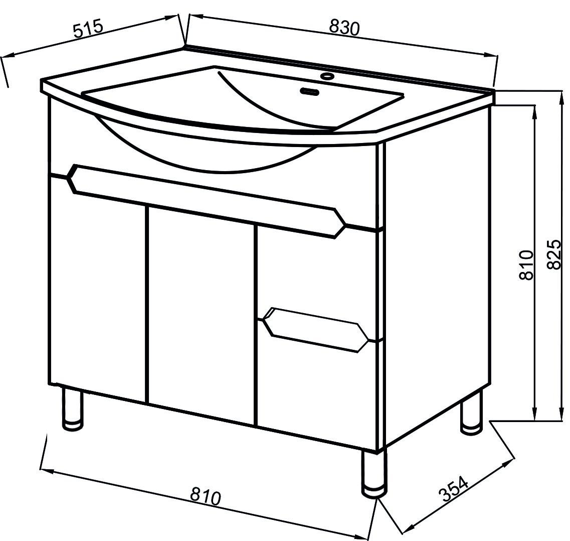 Тумба ЮВВИС Эстель Т-19 85 см с умывальником Эстель искусственный камень (14693589) - фото 3