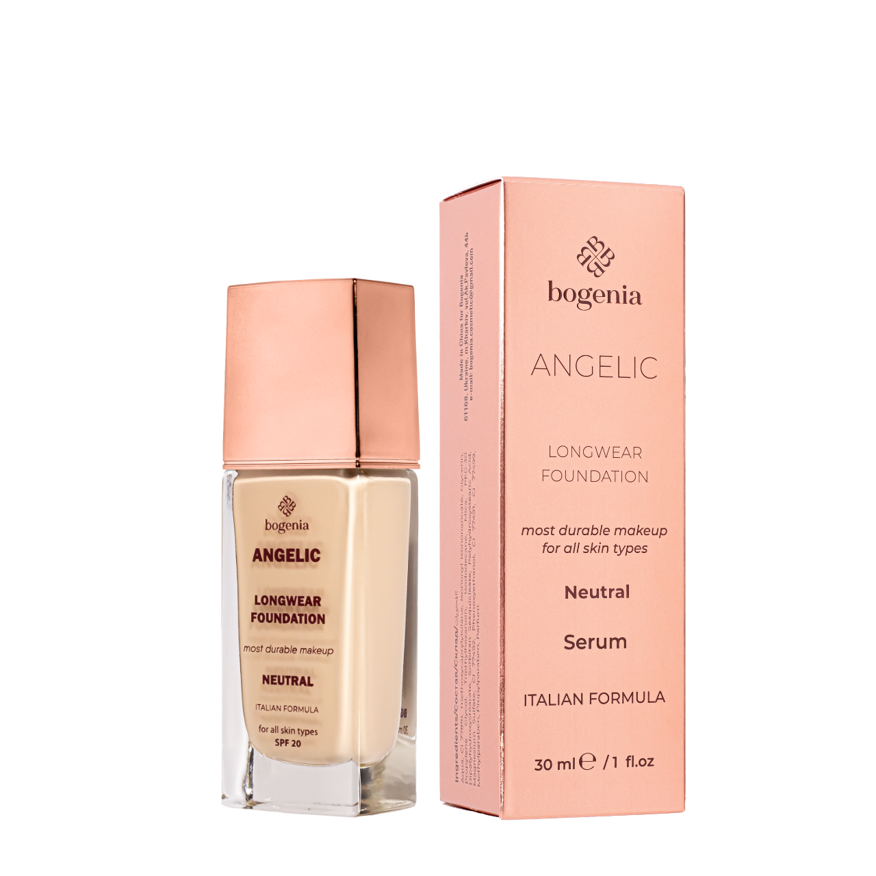 Тональна база для обличчя стійка Bogenia Angelic Longwear Foundation BG605 003 30 мл