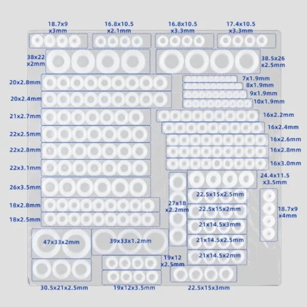 Набор уплотнительных колец для сантехники AN00520 разного диаметра и толщины 216 шт. - фото 10