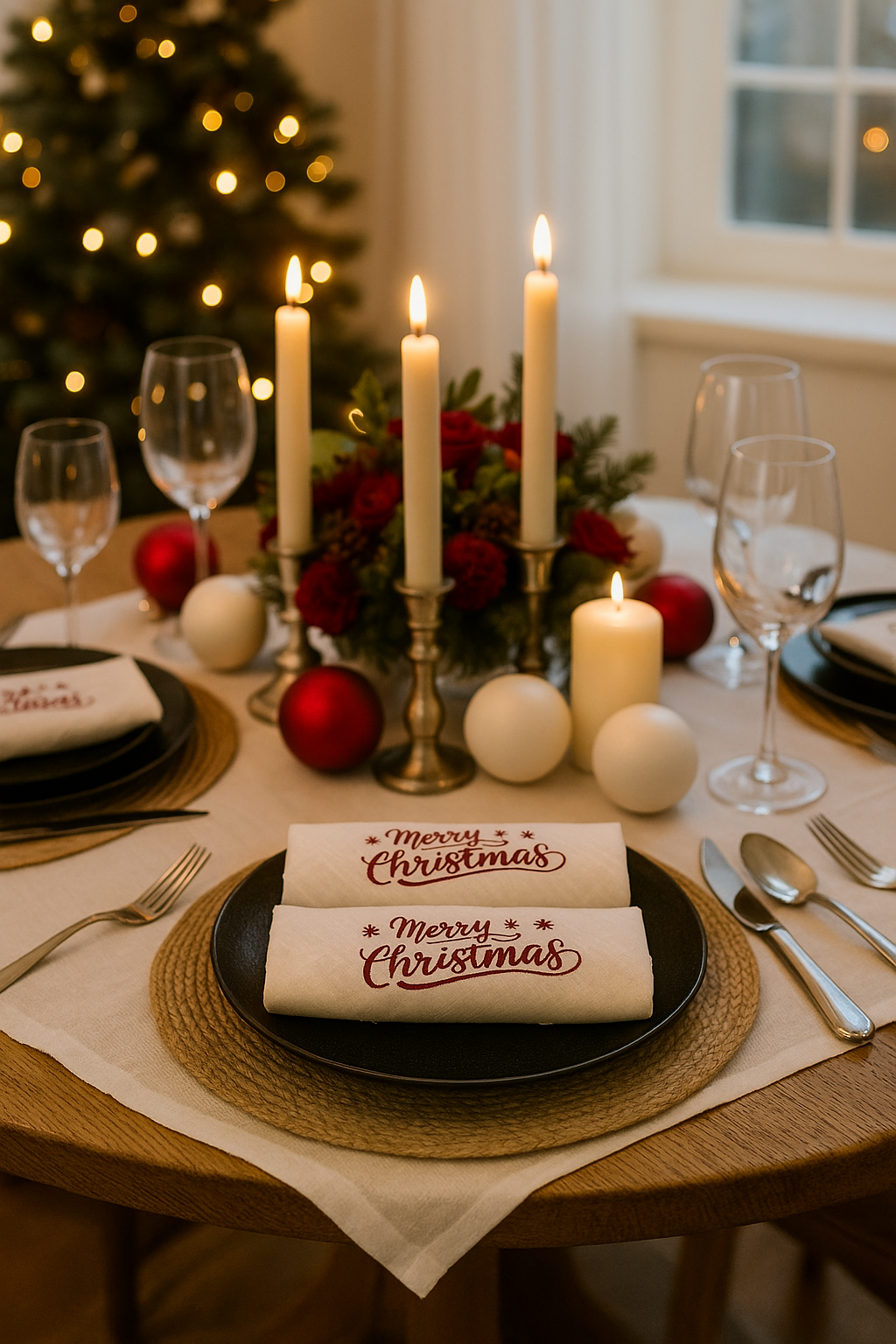 Салфетка с вышивкой Merry Christmas 8 шт. Белый (30100502)