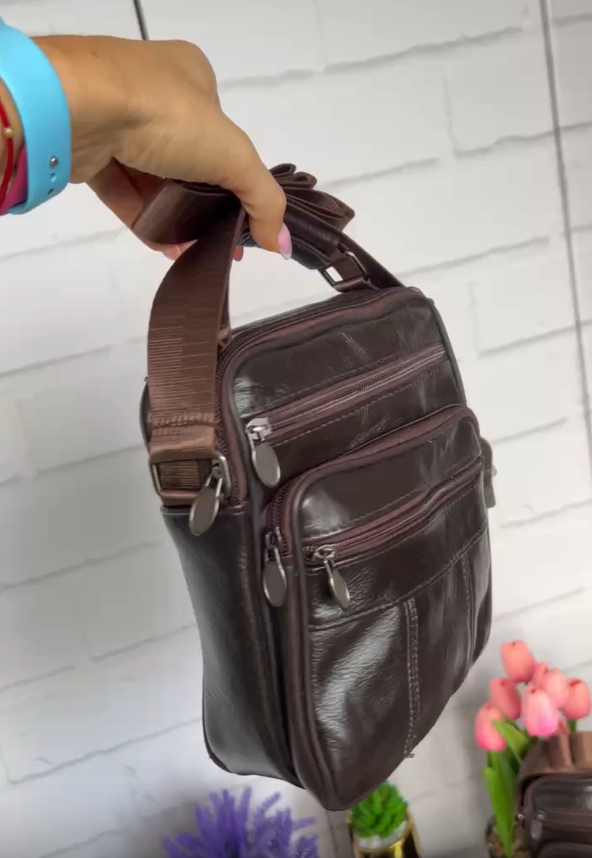 Сумка месенджер мужская кожаная через плечо из натуральной кожи 23х19х9 см Коричневый (2732414513) - фото 3 Сумка месенджер мужская кожаная через плечо из натуральной кожи 23х19х9 см Коричневый (2732414513) - фото 3