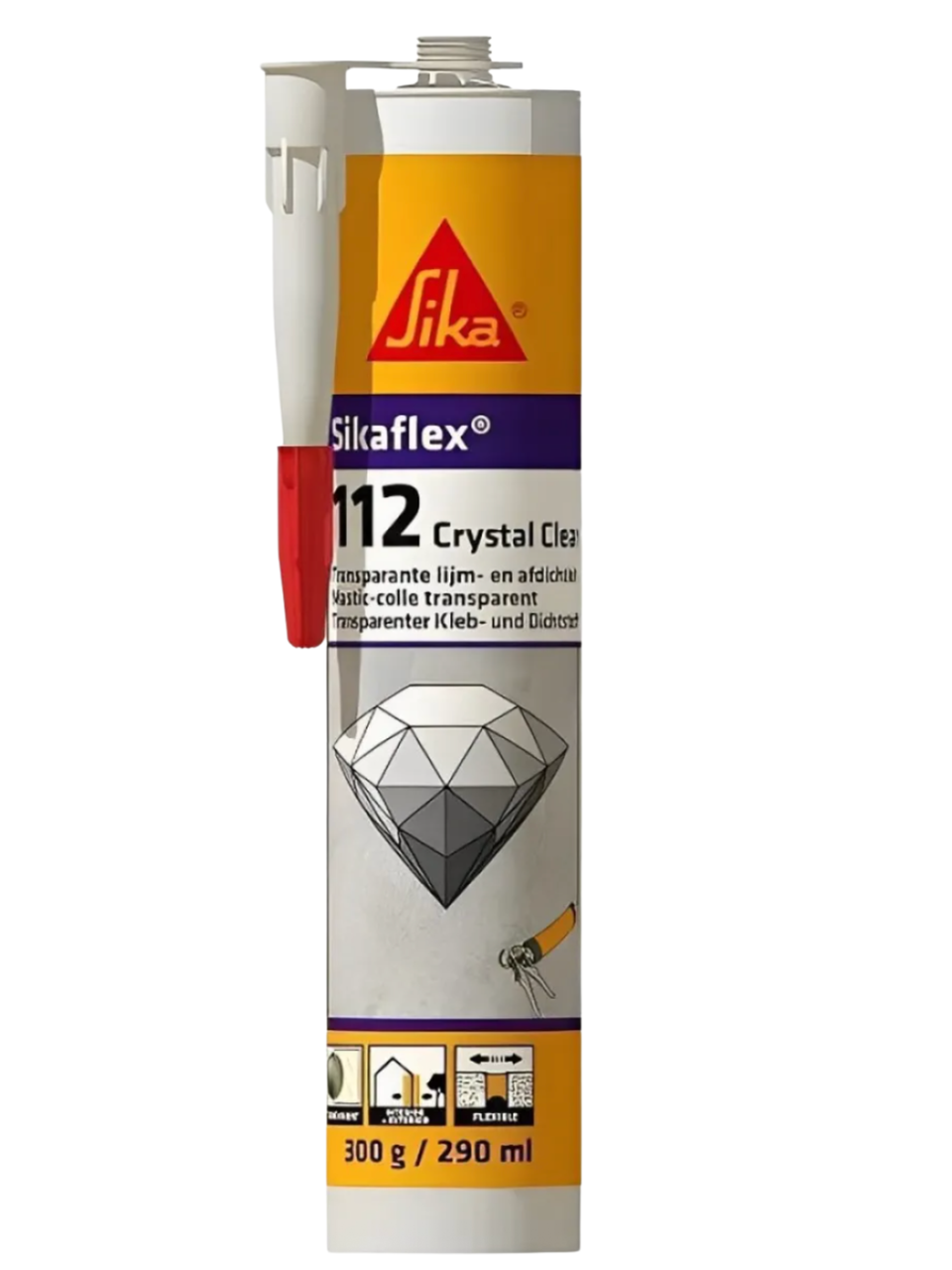 Клей герметик Прозрачный Sika Flex 112 Crystal Clear Прозрачный 300 мл Прозрачный (606989)