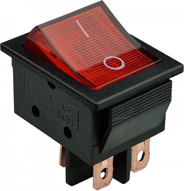Переключатель одноклавишный АСКО-УКРЕМ KCD2-6-201N R/B с подсветкой 30А Красный (27878529)
