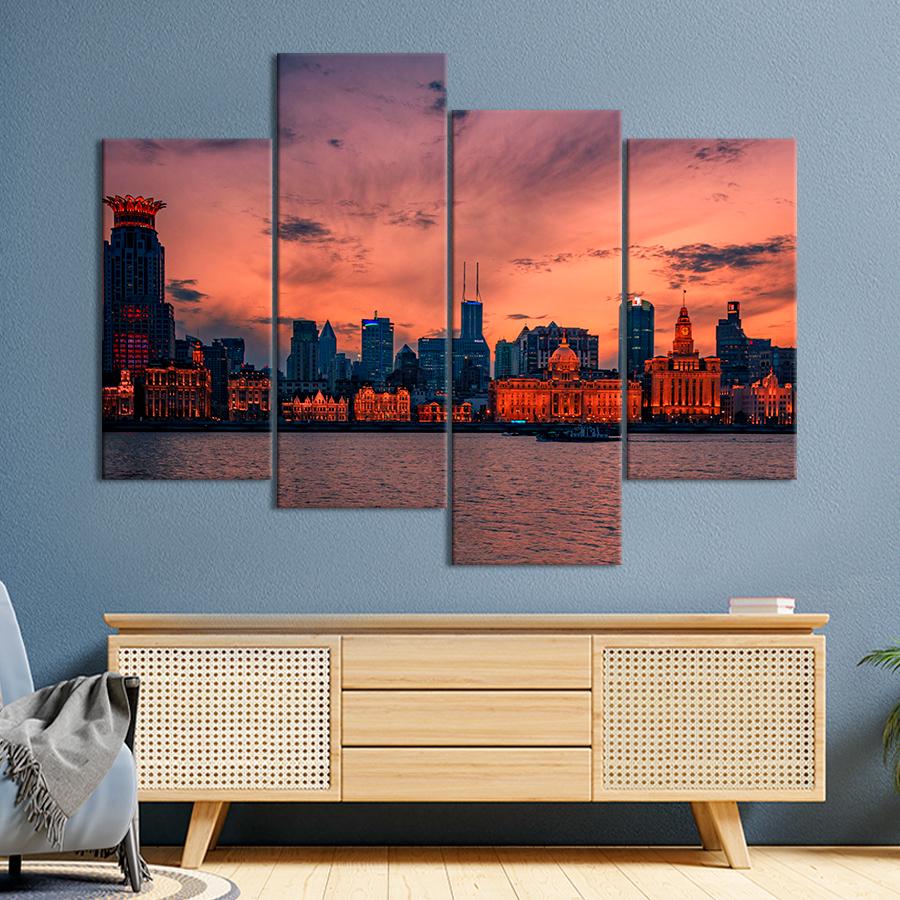 Картина город Красивые сумерки над Нью-Йорком 149x106 см (A641-4)