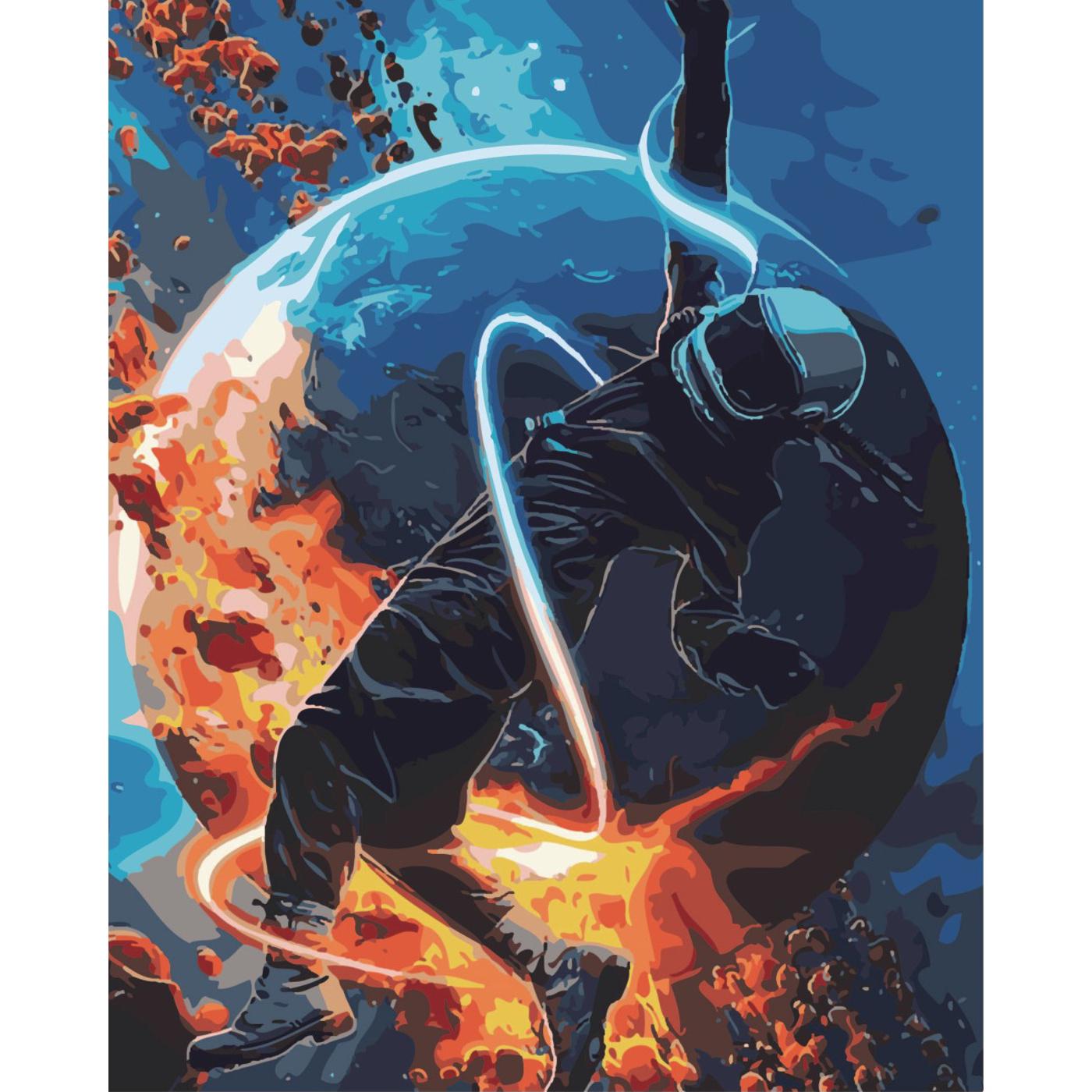 Картина за номерами Strateg Преміум Космічна невагомість з лаком 40х50 см (SY6511)