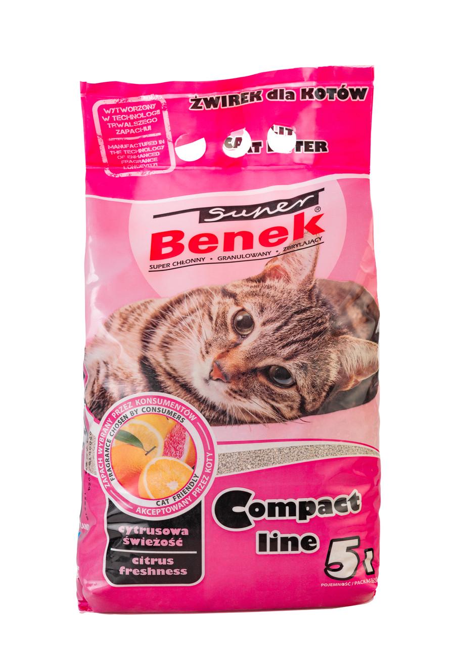 Наполнитель для лотков бентонитовый Super Benek 7018605 Компакт с ароматом цитрусовая свежесть 5 л Наполнитель для лотков бентонитовый Super Benek 7018605 Компакт с ароматом цитрусовая свежесть 5 л