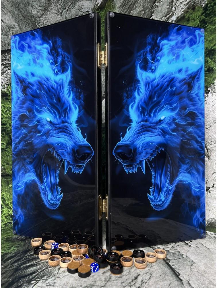 Нарды из дерева и каленого стекла Волк 50 см (Н-205) Нарды из дерева и каленого стекла Волк 50 см (Н-205)