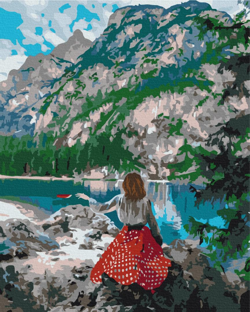 Картина по номерам Brushme Путешественница у озера 48x60 см (BS37569L)