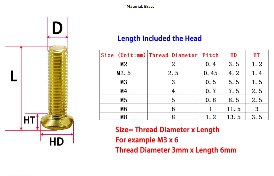 Гайки та гвинти Латунні для 3D друку PLA/ABS Spec М2,5 мм 500 шт. (SP-16725500) - фото 3