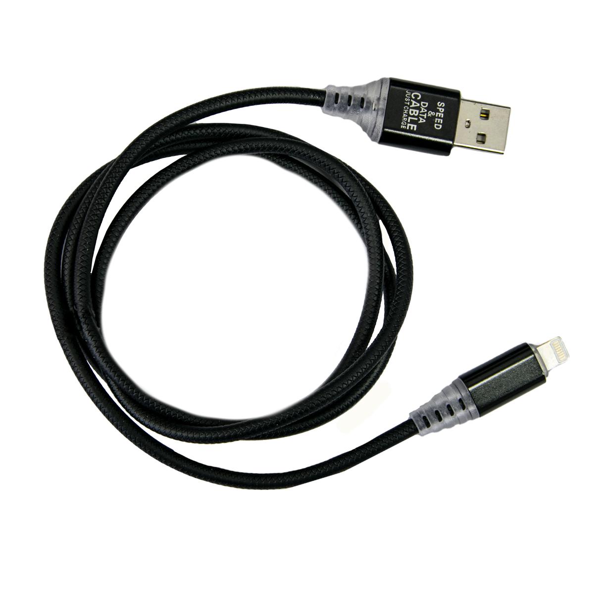 Кабель для айфона Lightning с подсветкой Cable LED model 4760 Черный (1008980-Black)