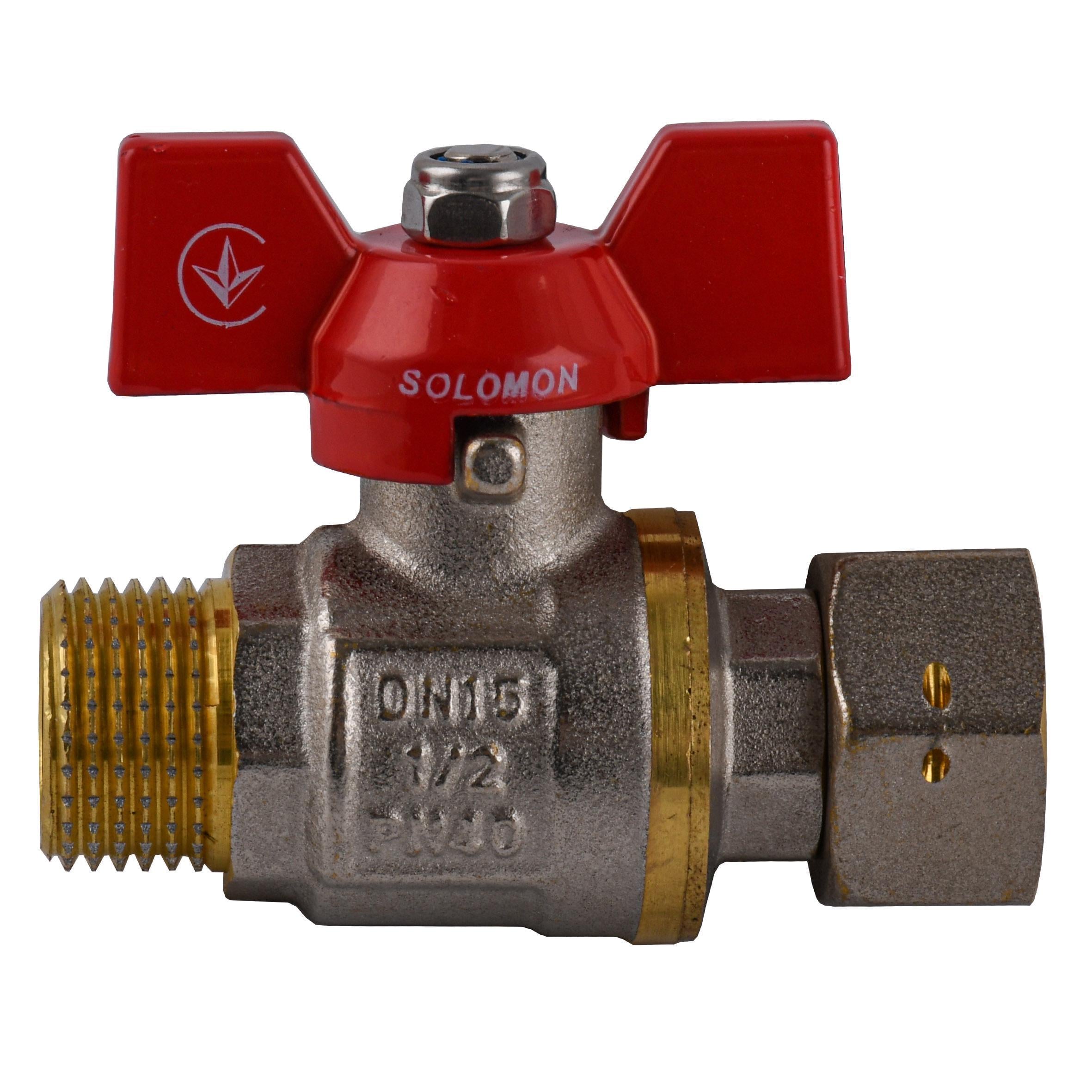 Кран шаровый прямой с накидной гайкой Solomon 1/2″ ЗВ PN40 (V5002-S) (000031953) Кран шаровый прямой с накидной гайкой Solomon 1/2″ ЗВ PN40 (V5002-S) (000031953)