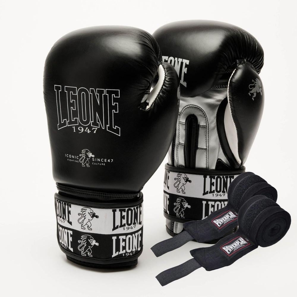 Боксерские перчатки Leone GN208 ICONIC 14 унций бинты 4 м в комплекте Black (3019812505) Боксерские перчатки Leone GN208 ICONIC 14 унций бинты 4 м в комплекте Black (3019812505)