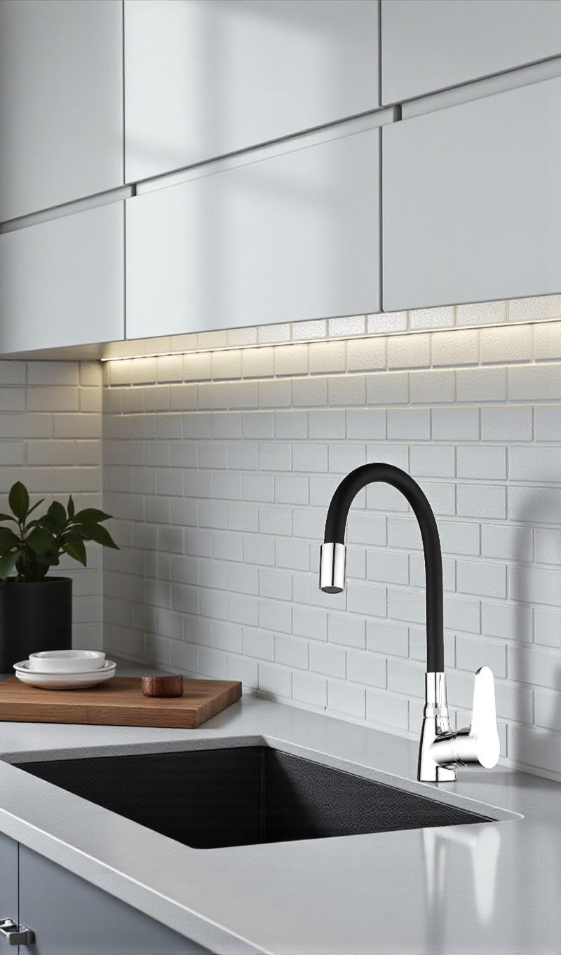 Змішувач для кухні MIXXUS ELVIS-014 гнучкий високий одноважільний цинковий сплав Хром (b-MI6305) - фото 2