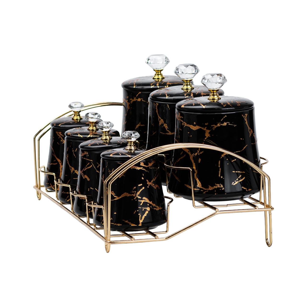 Набір баночок для сипучих продуктів 600/250 мл на металевій підставці (HP1249) - фото 7 Набір баночок для сипучих продуктів 600/250 мл на металевій підставці (HP1249) - фото 7