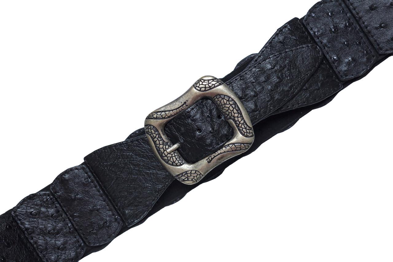 Пояс Ekzotic Leather зі шкіри страуса жіночий Чорний (osb01)