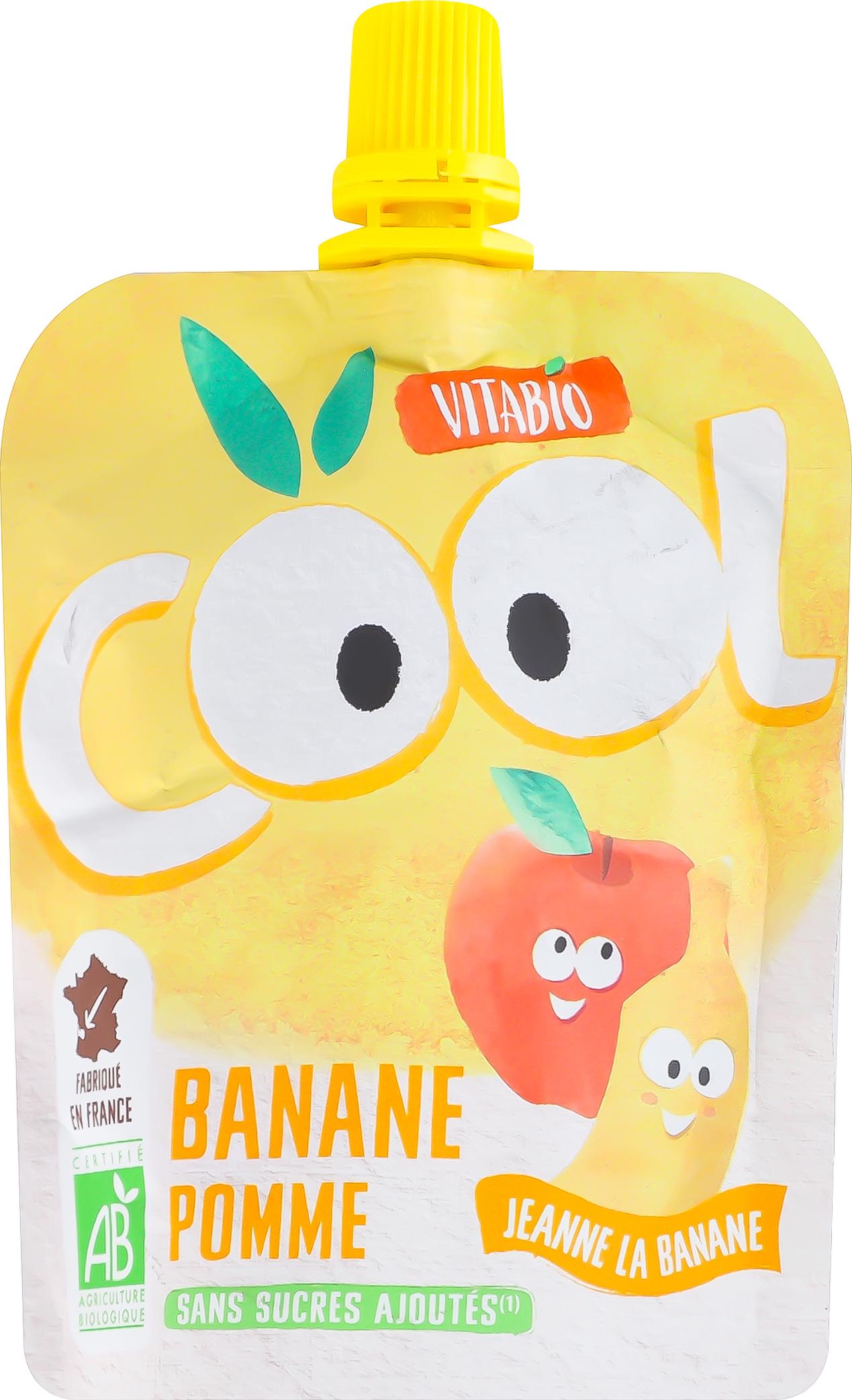 Органическое пюре Vitabio Cool Fruits с яблоком и бананом для детей от 3 лет 90 г (60419)