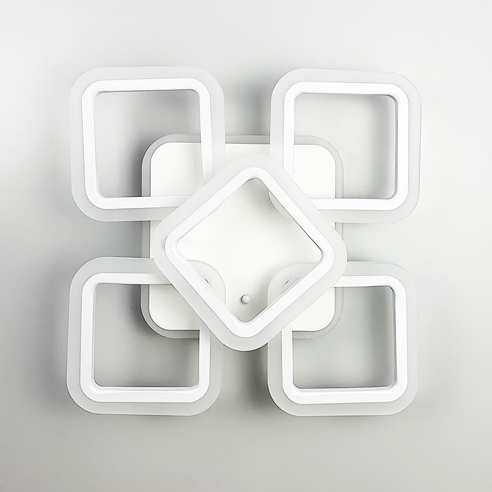 Люстра потолочная LED на 4+1 рожки-квадраты/RGB подсветка/пульт Белый (A2400/4+1 S WT)