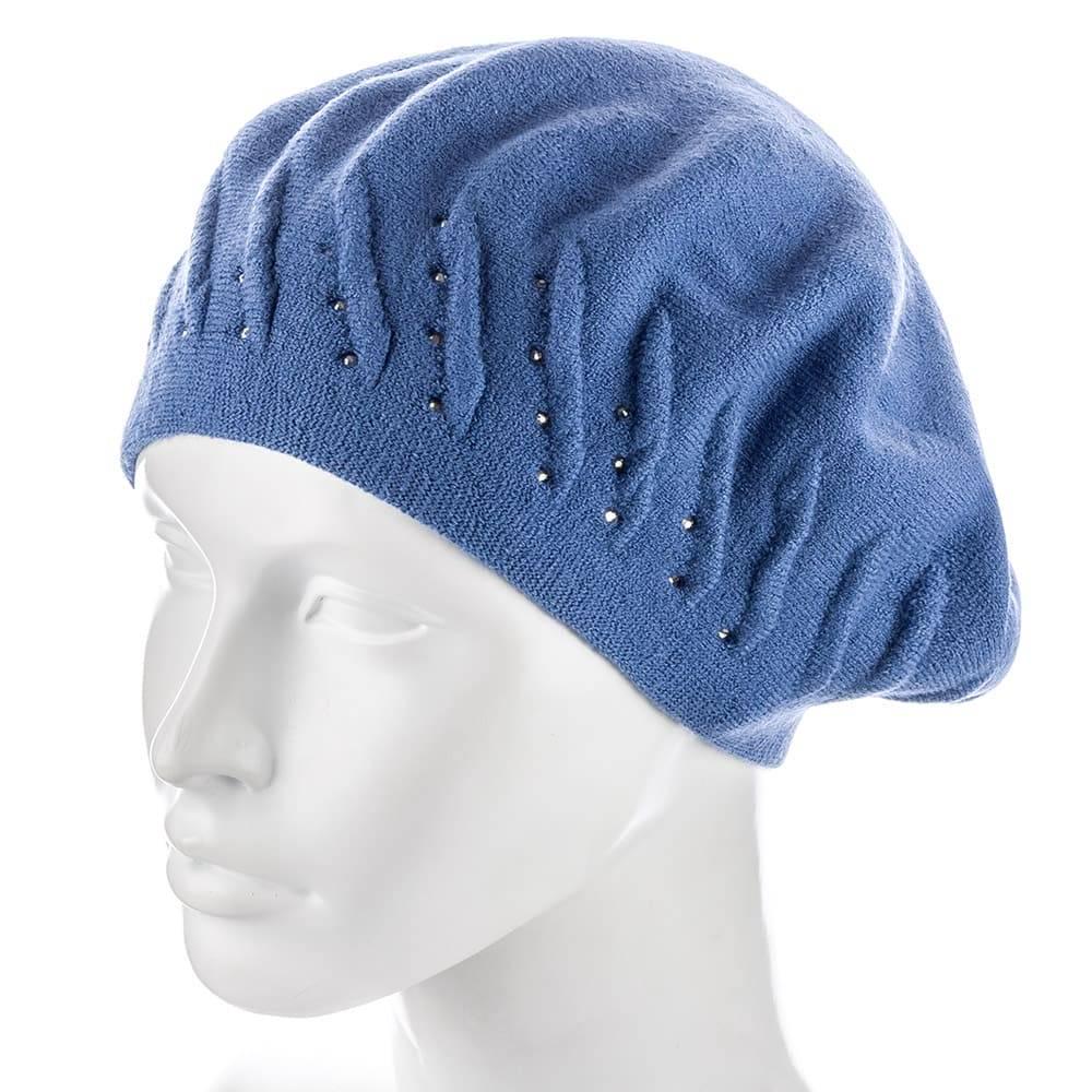 Берет женский Zolly ZH198 двойной тонкой вязки Джинсовый