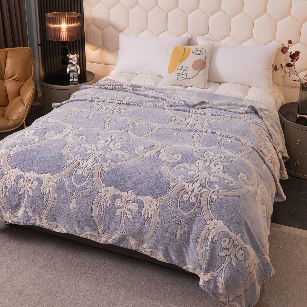 Плед-покривало Malloory Home Плюшевий з мікрофібри 200x230 см Сіро-синій (1873-7) - фото 2