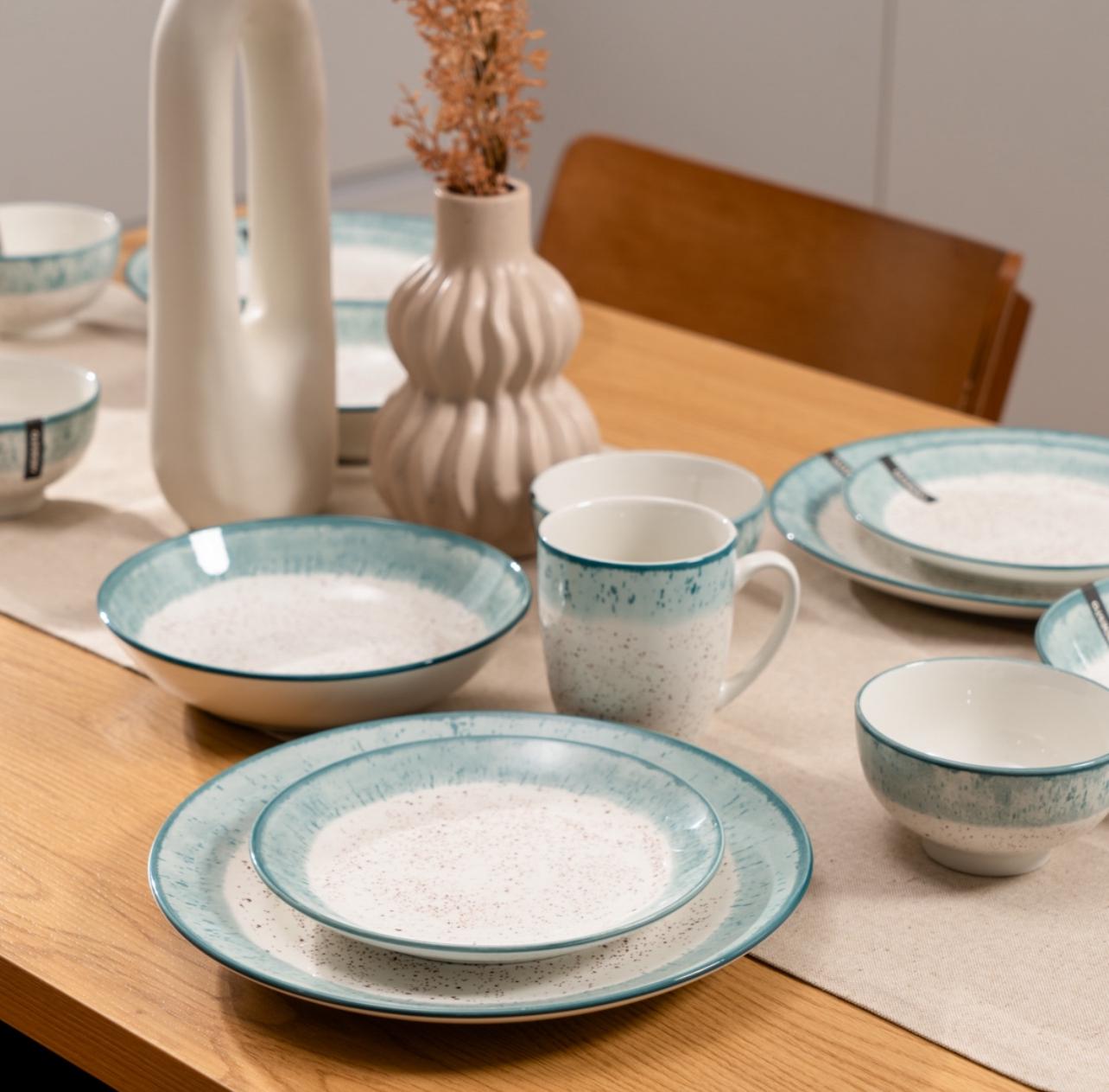 Столовий сервіз Ardesto Siena 5 предметів 1 особа порцеляна Біло-блакитний - фото 3