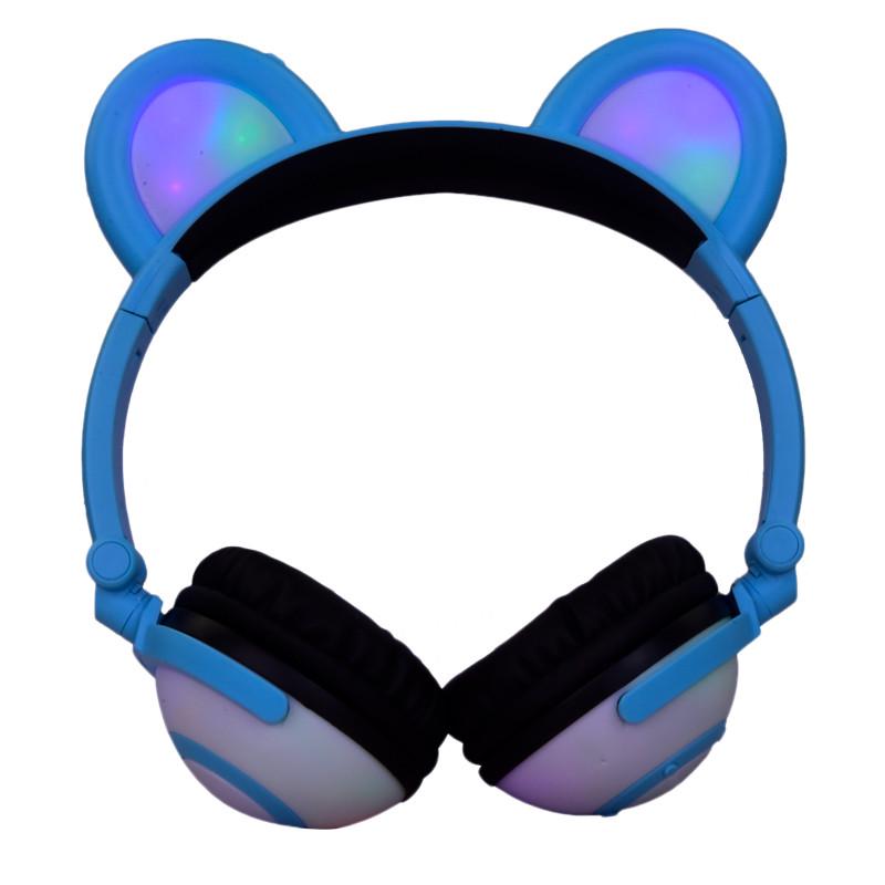 Наушники LINX Bear Ear Headphone с ушками LED подсветка Голубой (SUN1861) - фото 3