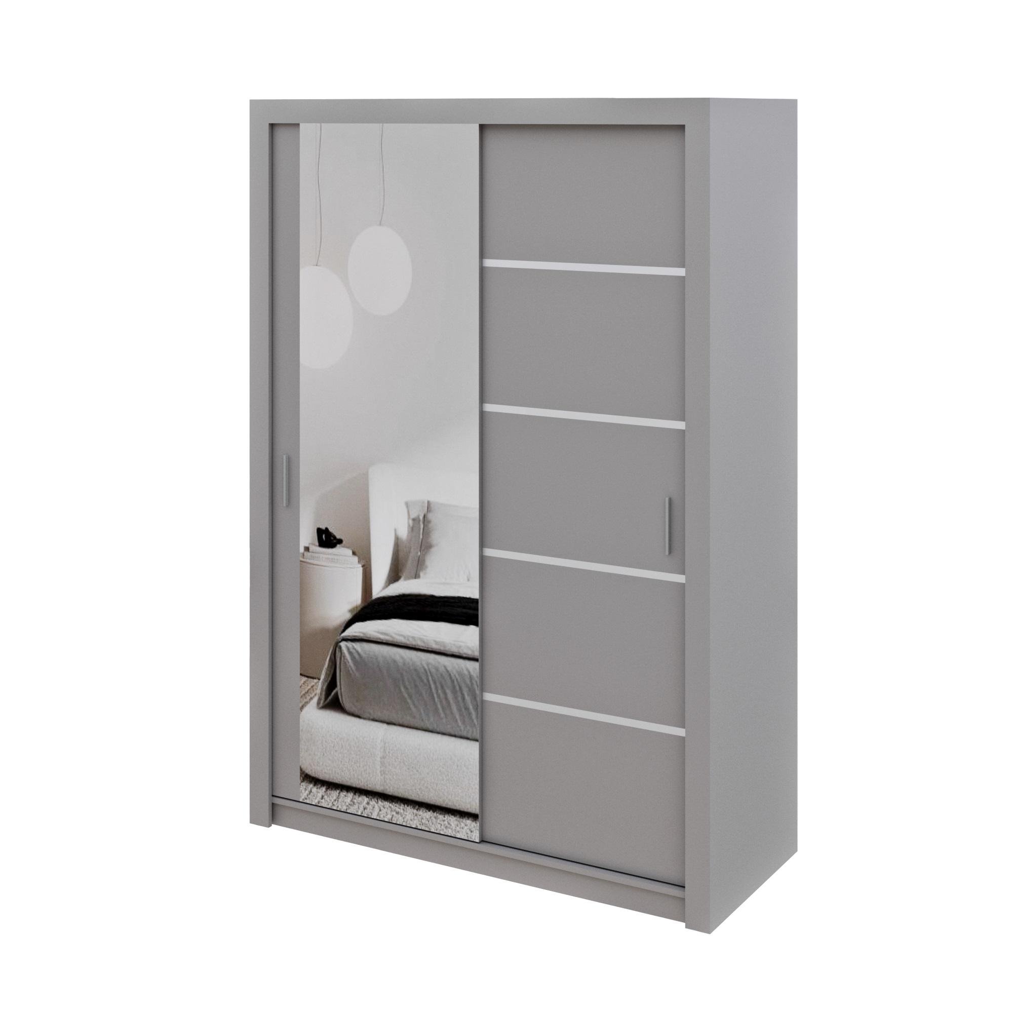Шкаф-купе двухдверный MEBLIBUD LYON с зеркалом 120х62х216 см Серый (29302/6)