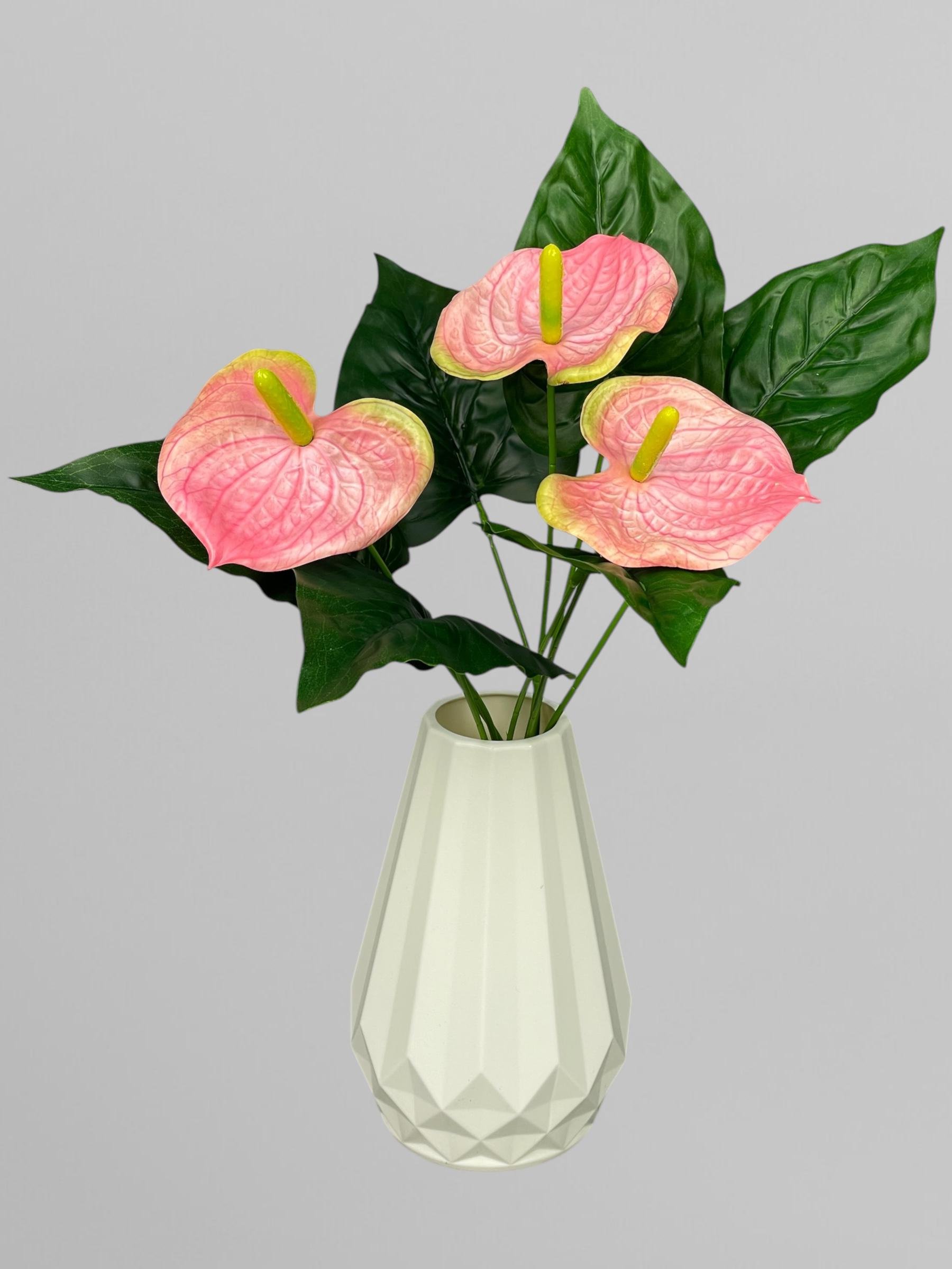 Искусственный антуриум букет 3 цветка 32 см Коралловый (К13108) - фото 1