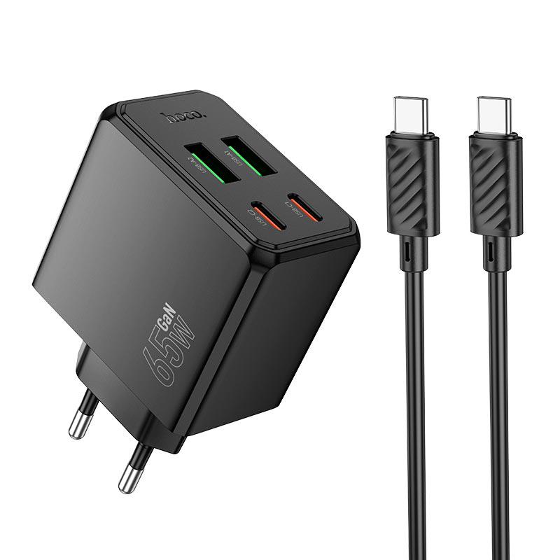 Блок живлення Hoco CS19A 65 Вт USB-Cх2/USB-Aх2 швидке заряджання Type-C Чорний (30106266)