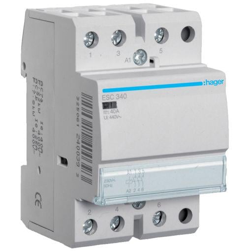 Контактор Hager 40 A ESC340 3НО 230 В 3 м (3564)