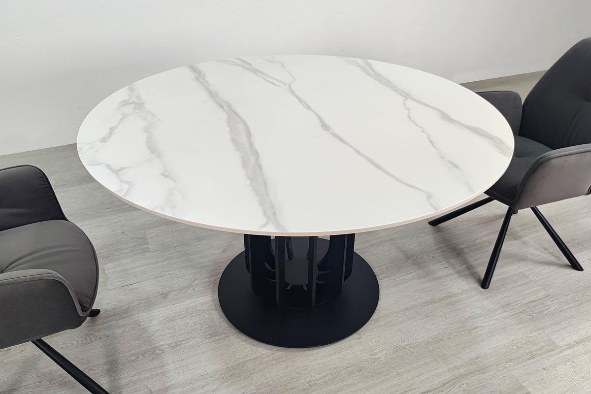 Обеденный стол Intarsio OLYMPIA CERAMIC 130 см Белый матовый/Черный (OLYMPIA130) - фото 3