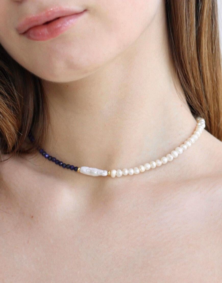 Чокер half pearl blue жіночий NSTONE синій One size