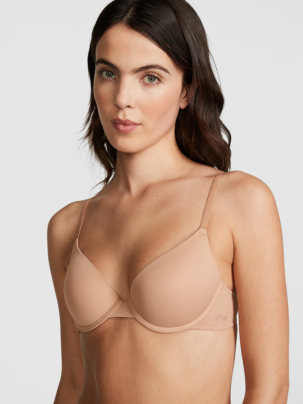 Бюстгальтер з пуш-ап Victoria's Secret Pink Wear Everywhere Push-Up Bra 80B Бежевий (21757803)