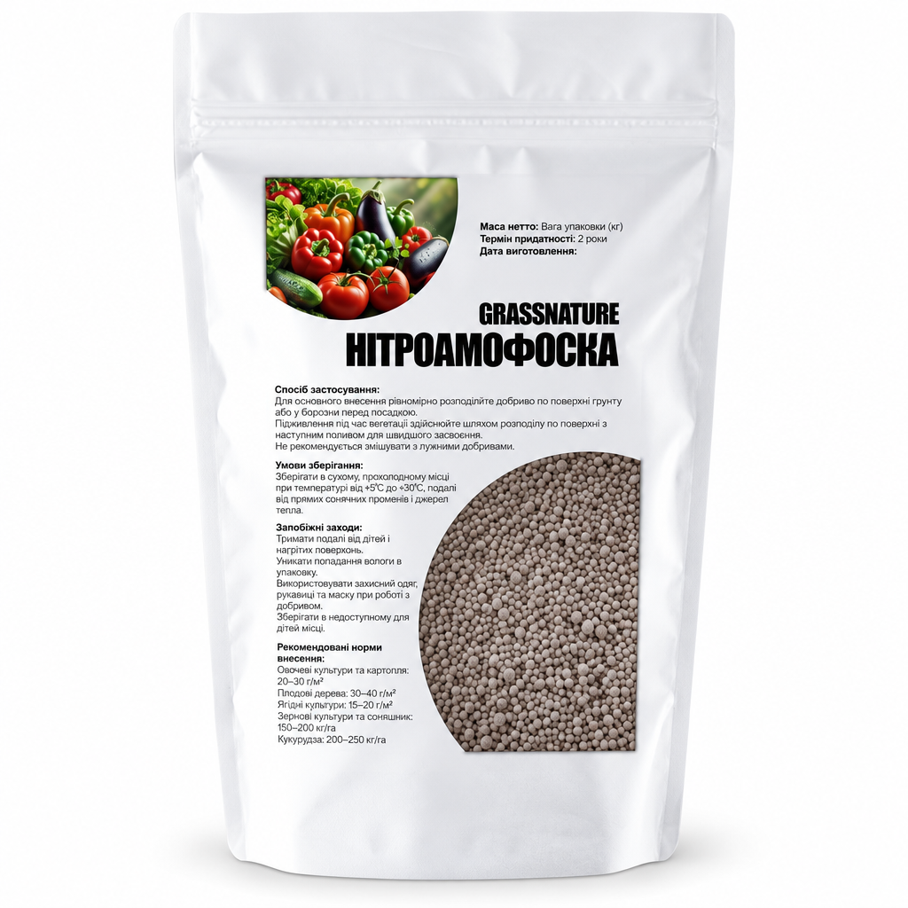 Удобрение минеральное комплексное GrassNature Нитроаммофоска NPK 16-16-16 2 кг (38470501)
