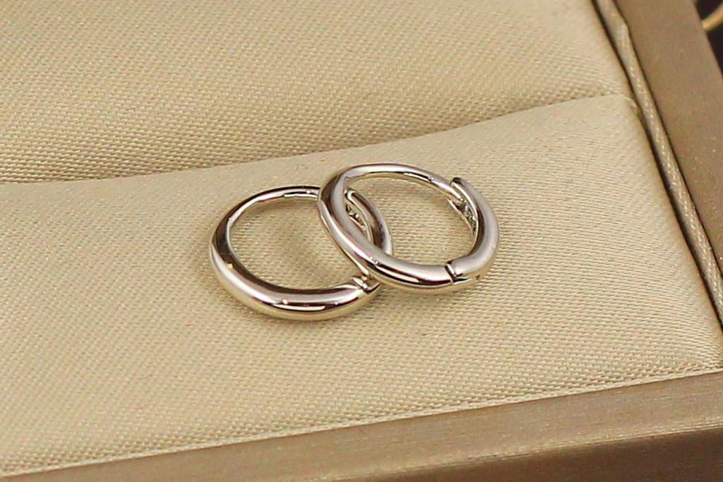 Серьги кольца Хuping Jewelry гладкие 1,1 см Серебристый