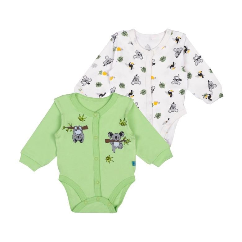 Комплект-боди детский для малышки GABBI BD-24-15 56 см 2 шт. Молочный/Зеленый (14192)